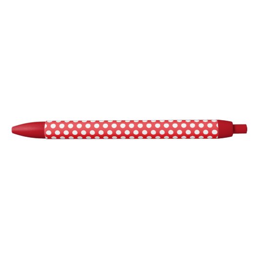 Bright Red Pen with Classy White Dot Pattern Style Kugelschreiber (Vorderseite)