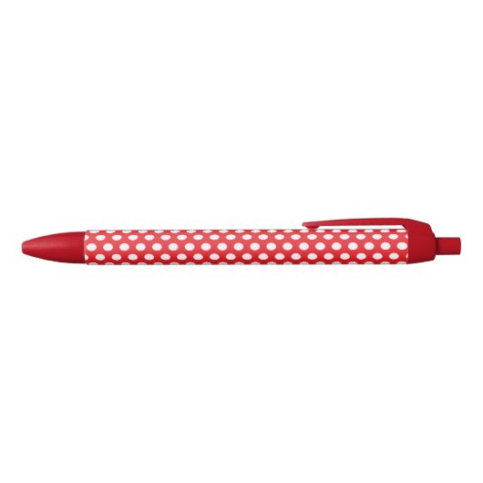 Bright Red Pen with Classy White Dot Pattern Style Kugelschreiber (Oberseite)