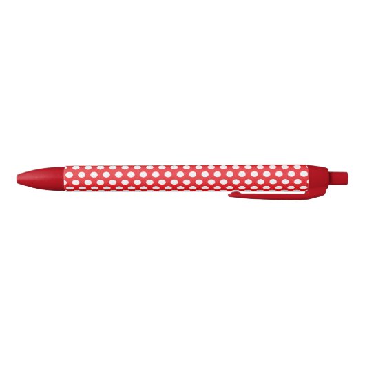 Bright Red Pen with Classy White Dot Pattern Style Kugelschreiber (Unterseite)