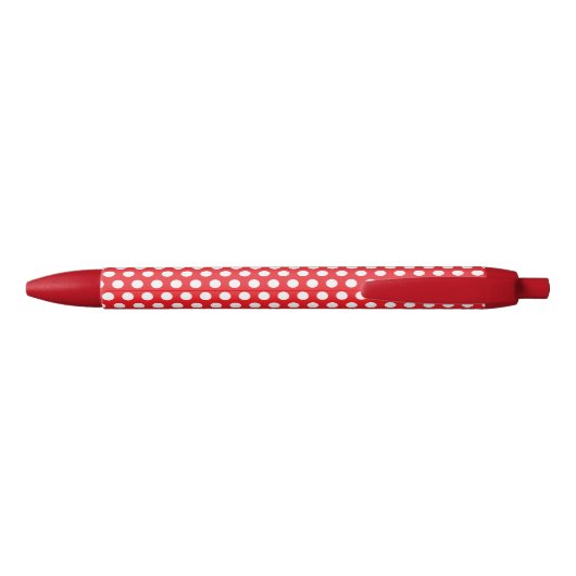 Bright Red Pen with Classy White Dot Pattern Style Kugelschreiber (Rückseite)
