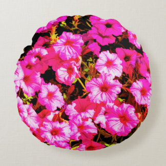 Bright Red Petunias Rundes Kissen