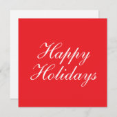 Bright Red Plain Elegant Happy Holidays Card (Vorne/Hinten)