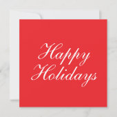 Bright Red Plain Elegant Happy Holidays Card (Vorderseite)