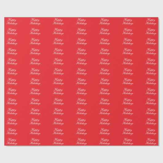 Bright Red Plain Elegant Happy Holidays Handwrite Geschenkpapier (Flach)