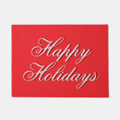 Bright Red Plain Elegant Happy Holidays Message Fußmatte (Vorderseite)
