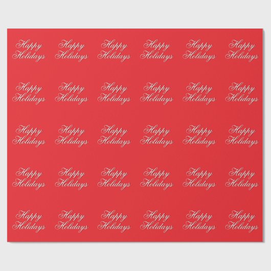 Bright Red Plain Elegant Happy Holidays Message Geschenkpapier (Flach)