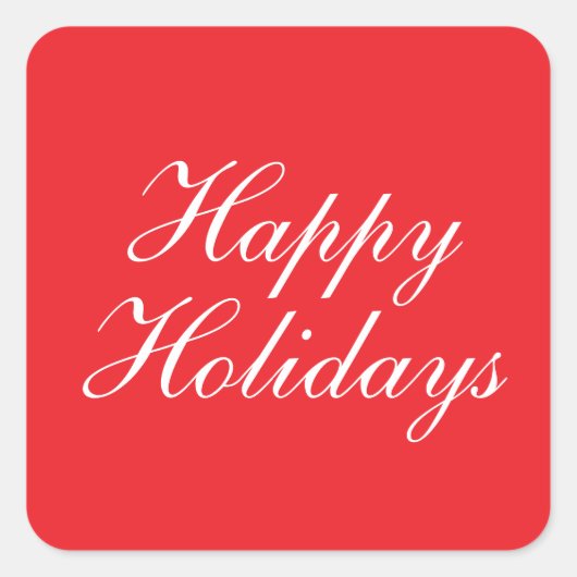 Bright Red Plain Elegant Happy Holidays Message Quadratischer Aufkleber (Vorderseite)