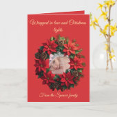 Bright Red Poinsettia and Greenery Circle Karte (Gelbe Blume)