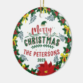 Bright Red Poinsettia Weihnachtskranz Keramik Ornament (Links)