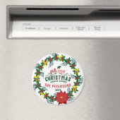 Bright Red Poinsettia Weihnachtskranz Magnet (In Situ (Geschirrspüler))