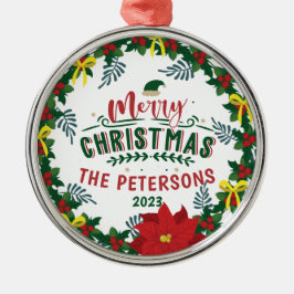 Bright Red Poinsettia Weihnachtskranz Ornament Aus Metall