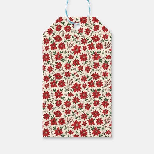 Bright Red Poinsettias Geschenkanhänger (Vorderseite)