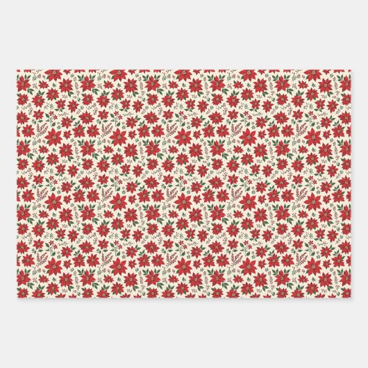 Bright Red Poinsettias Geschenkpapier Set (Vorderseite 2)