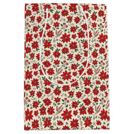 Bright Red Poinsettias Mittlere Geschenktüte