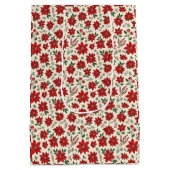 Bright Red Poinsettias Mittlere Geschenktüte (Rückseite)