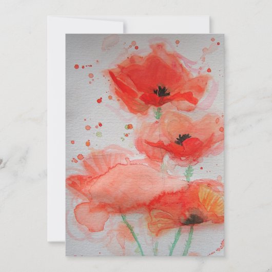Bright Red Poppies Aquarell Flat Birthday Card Karte (Vorderseite)