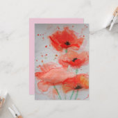Bright Red Poppies Aquarell Flat Birthday Card Karte (Vorderseite/Rückseite Beispiel)