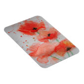 Bright Red Poppies Aquarell Flat Birthday Card Magnet (Rechte Seite)