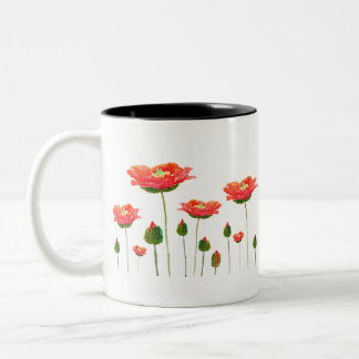 bright red poppies zweifarbige tasse