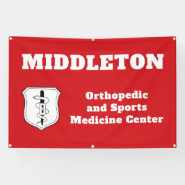 Bright Red Promotional Business Banner with Logo