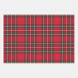 Bright Red Scottish Christmas Kariert Tartan Geschenkpapier Set