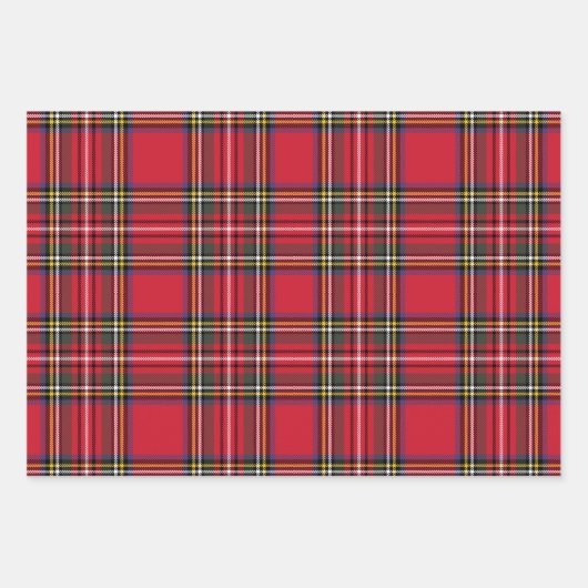 Bright Red Scottish Christmas Kariert Tartan Geschenkpapier Set (Vorderseite)