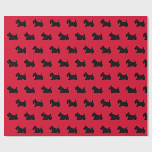 Bright Red Scottish Terrier Wrapping Paper Geschenkpapier (Flach)