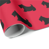 Bright Red Scottish Terrier Wrapping Paper Geschenkpapier (Rolleneckpunkt)