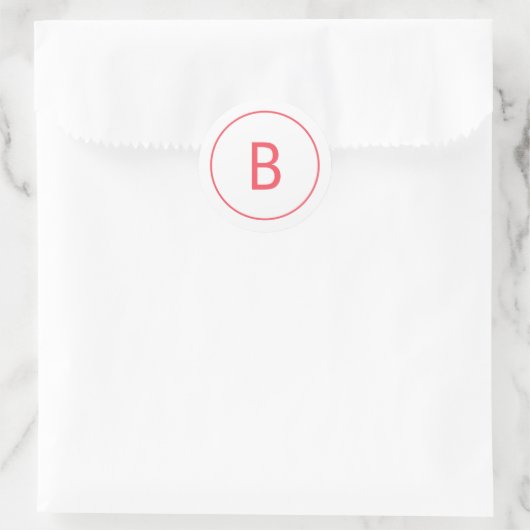 Bright Red Simple Monogram Christmas Envelope Runder Aufkleber (Tasche)