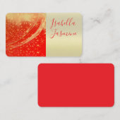 Bright Red, Stars, Wedding, Business card Visitenkarte (Vorne/Hinten)