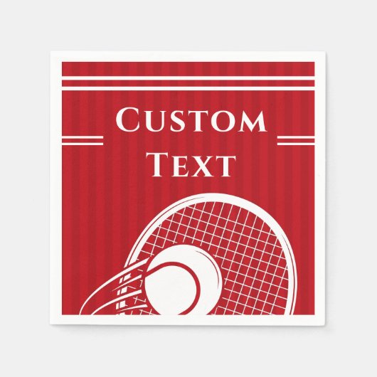 Bright Red Strip Tennis Trainer Geburtstag Serviette (Vorderseite)