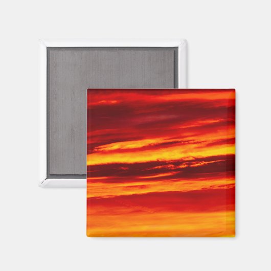 Bright Red Sunset Magnet (Vorderseite/Rückseite)