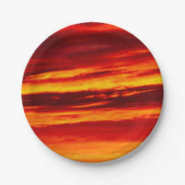 Bright Red Sunset Pappteller