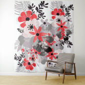 Bright Red Ultimate Gray Boho Floral Wandteppich (Beispiel)