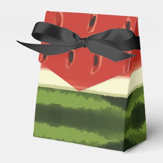 Bright Red Watercolor Wassermelone Zelt Gefallen B Geschenkschachtel (Vorderseite)