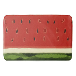 Bright Red Watercolor Watermelon Bath Mat Badematte