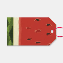 Bright Red Watercolor Watermelon Geschenk Tag Geschenkanhänger