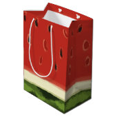 Bright Red Watercolor Watermelon Geschenktasche Mittlere Geschenktüte (Rückseite Schrägansicht)