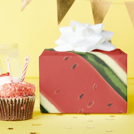 Bright Red Watercolor Watermelon Wrapping Paper Geschenkpapier (Geburtstagsparty)