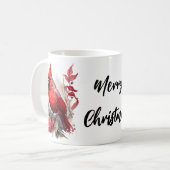 Bright Red Watercolor Winter Kardinal Bird Kaffeetasse (Vorderseite Links)