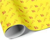 Bright Red & Yellow Floral  Geschenkpapier (Rolleneckpunkt)