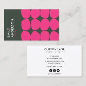 BRIGHT RETRO BIG HAND DRAWN PINK GRAY POLKA DOTS VISITENKARTE (Vorne/Hinten)