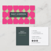 BRIGHT RETRO BIG HAND DRAWN PINK GREEN POLKA DOTS VISITENKARTE (Vorne/Hinten)