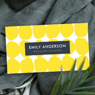 BRIGHT RETRO BIG HAND DRAWN YELLOW POLKA DOTS VISITENKARTE