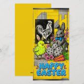 Bright retro card celebrating Easter Feiertagskarte (Vorne/Hinten)