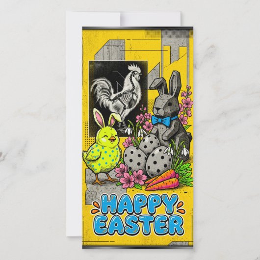 Bright retro card celebrating Easter Feiertagskarte (Vorderseite)