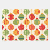 Bright Retro Christmas Ornament Wrapping Paper Geschenkpapier Set (Vorderseite)