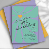 Bright Retro Flower Power 18th Birthday Einladung