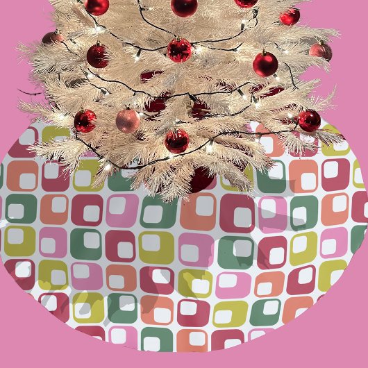 Bright Retro geometrische Muster der 1970er Jahre Polyester Weihnachtsbaumdecke