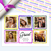 Bright Retro Grad Photo Collage Frames Graduation  Ankündigung